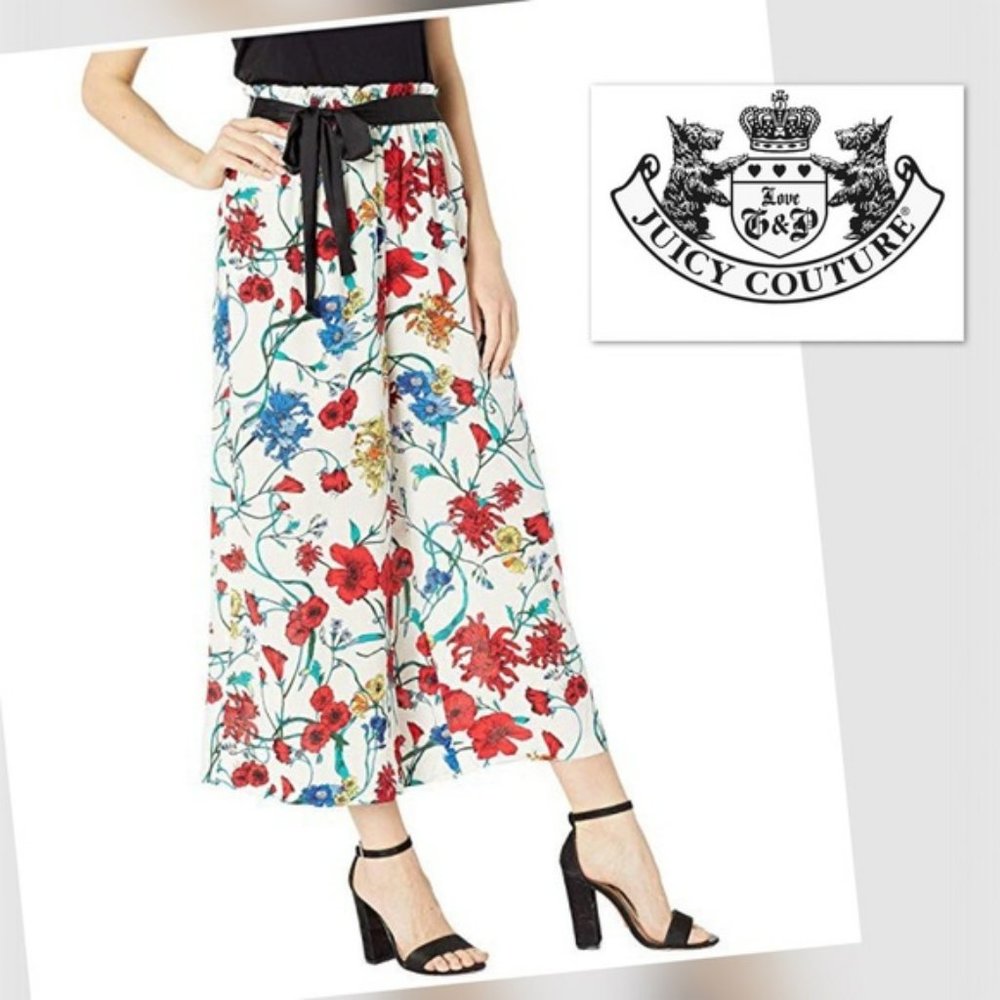 Juicy Couture Wide Leg Floral SIlk Pants